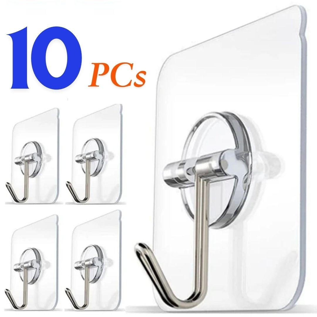 10pcs-self-adhesive-wall-hooks.jpg 10PCs Transparent Self Adhesive Wall Hooks - UK Hot Deals - Image 1