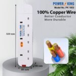 3 Gang Extension Lead 3 Metre UK Plug Socket with Overload Protection White - Image 3