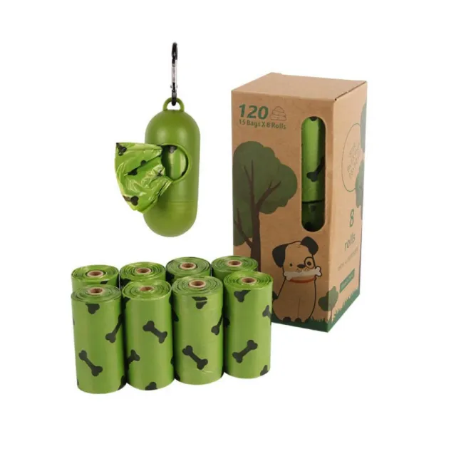 Dog-Poop-Bag-Set-showing-the-dispenser-and-8-rolls-of-bags-sellertree-uk.webp Dog Poop Bag Dispenser & 8 Rolls | Leak-Proof Scented Bags - Image 1