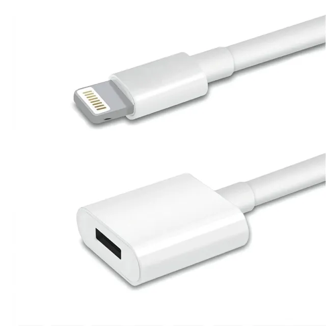 Lightning-Extension-Cable-connecting-an-iPhone-to-a-distant-charger-sellertree.webp Lightning Extension Cable 1M Male to Female Charging & Audio Extender - Image 1