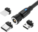 3-in-1Magnetic phone charging Cable – 540° Rotation | USB-C, Micro USB & iPhone | 1m Fast Charge Cable Best product UK - Image 2