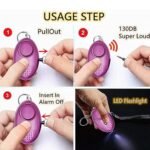 130dB Personal Self Defense Alarm Keychain (Pink) - Image 3