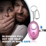 130dB Personal Self Defense Alarm Keychain (Pink) - Image 2